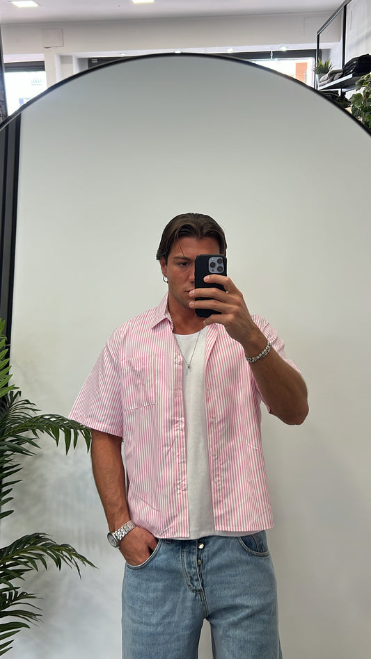CAMICIA RIGHE ROSA