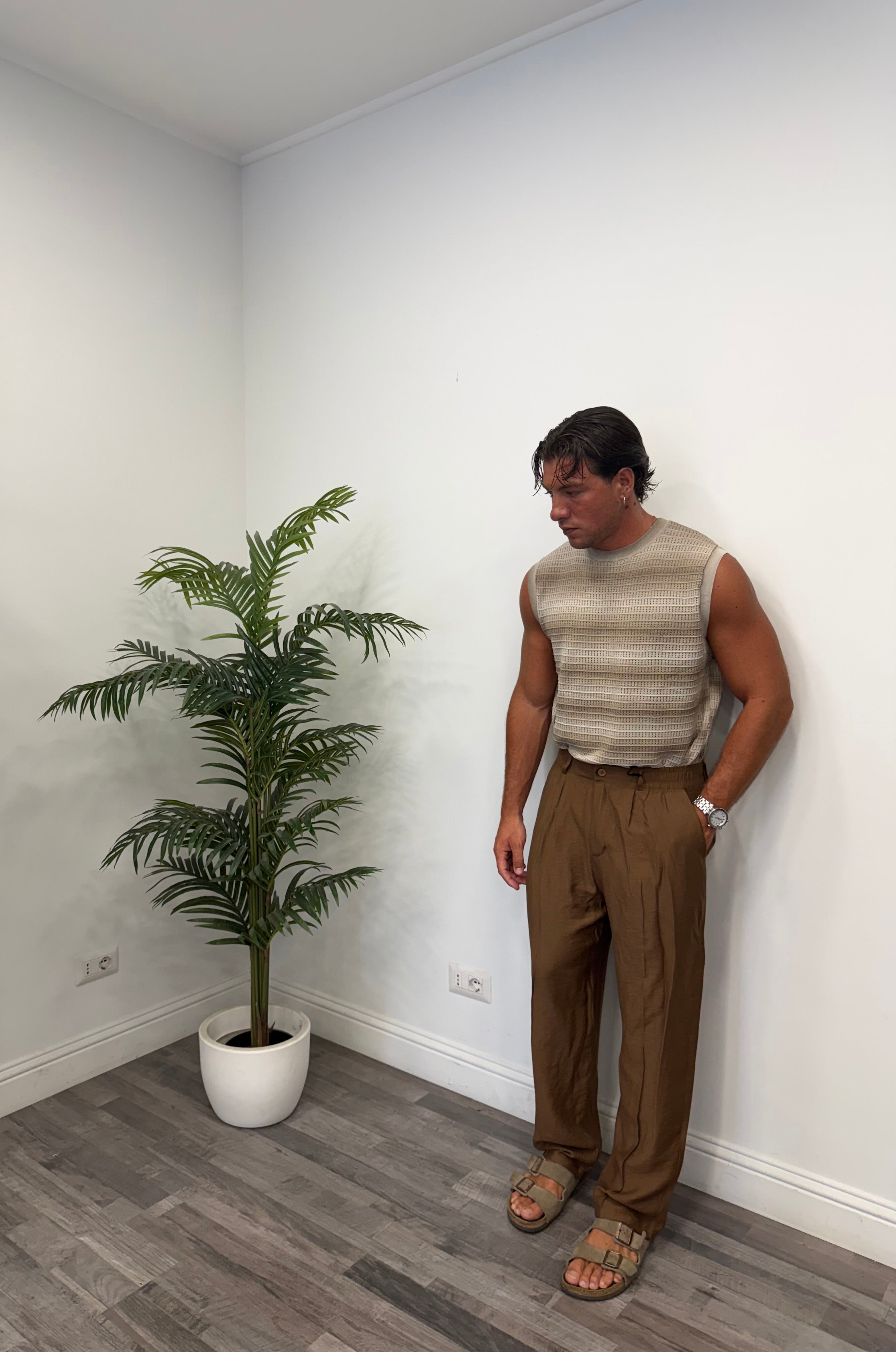 PANTALONI ELMAS IN LINO